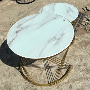 Bộ Bàn Sofa Đôi Mặt Vân Đá Chân Mạ Vàng 60cm Mới 99% (Nhiều Màu)