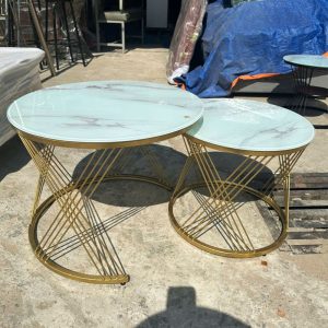 Bộ Bàn Sofa Đôi Mặt Vân Đá Chân Mạ Vàng 60cm Mới 99% (Nhiều Màu)