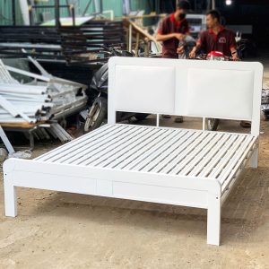Giường Sắt Sơn Trắng 1m6 Mới 99%