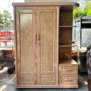 Tủ Quần Áo Phủ Sồi 2 Cánh Kèm Kệ Gỗ 1m5 Mới 99%
