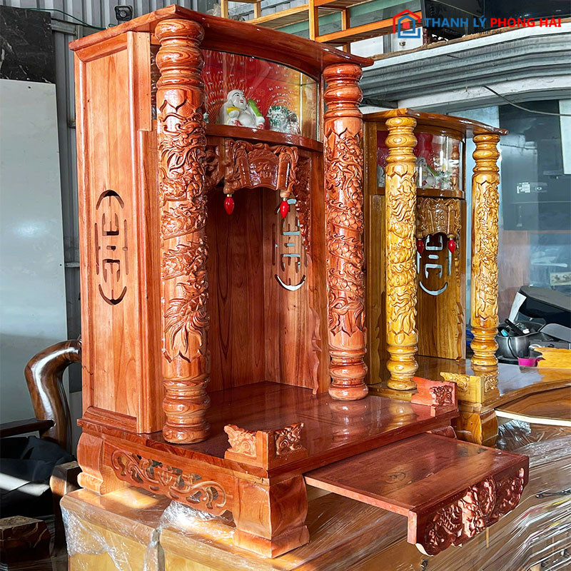 ban-tho-ong-dia-cot-rong-kem-tuong-1 Bàn Thờ Ông Địa Cột Rồng Kèm Tượng Mới 99% (Nhiều Size)  