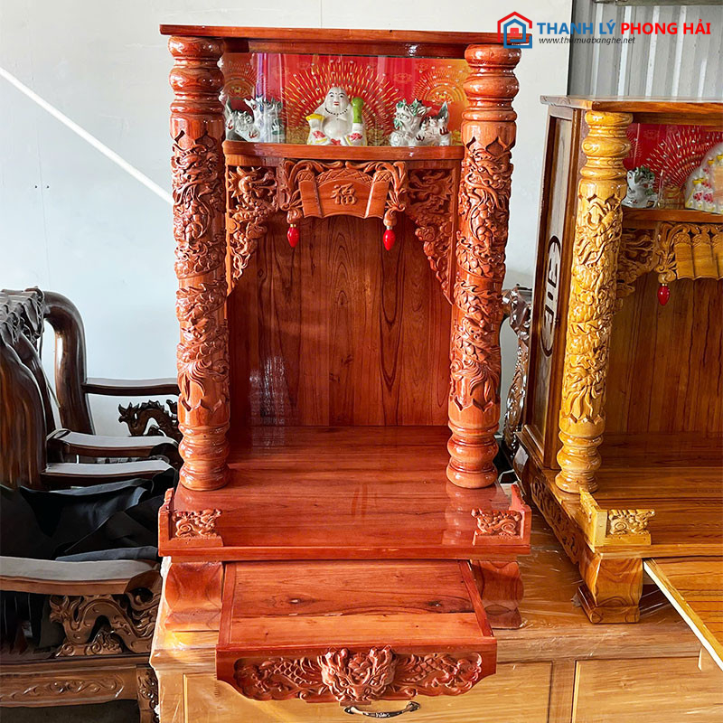 ban-tho-ong-dia-cot-rong-kem-tuong-2 Bàn Thờ Ông Địa Cột Rồng Kèm Tượng Mới 99% (Nhiều Size)  