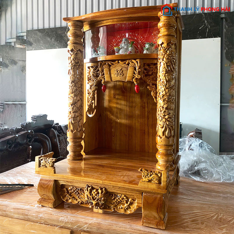 ban-tho-ong-dia-cot-rong-kem-tuong-3 Bàn Thờ Ông Địa Cột Rồng Kèm Tượng Mới 99% (Nhiều Size)  