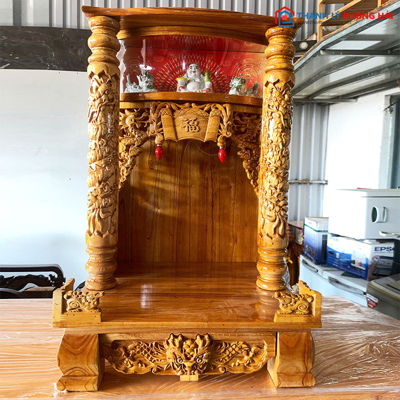 ban-tho-ong-dia-cot-rong-kem-tuong-5 Bàn Thờ Ông Địa Cột Rồng Kèm Tượng Mới 99% (Nhiều Size)  