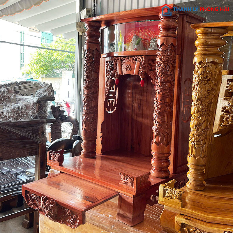 ban-tho-ong-dia-cot-rong-kem-tuong-7 Bàn Thờ Ông Địa Cột Rồng Kèm Tượng Mới 99% (Nhiều Size)  