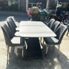 Bộ Bàn Ăn 6 Ghế Xám Mặt Vân Đá Mới 99%