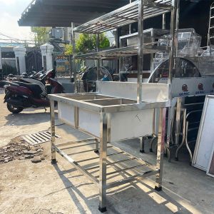 Thanh Lý Bộ Bồn Rửa Inox Kèm Kệ 1m2 Mới 99%
