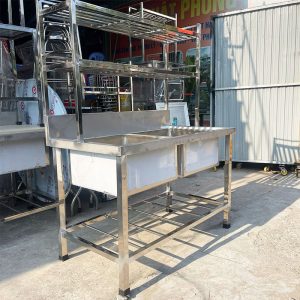 Thanh Lý Bộ Bồn Rửa Inox Kèm Kệ 1m2 Mới 99%