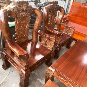 Salon Gỗ Chạm Đỉnh Rồng Tay 12 Lưng Tấm Mới 99%