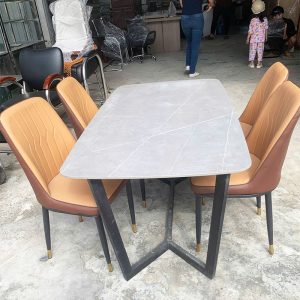 Bộ Bàn Ăn 1m4 Mặt Vân Đá Kèm 4 Ghế Monet Mới 99% (Nhiều Màu)