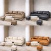 Bộ Sofa Da Góc L Kèm Bàn Trà Và Hai Đôn Mới 99% (Nhiều Màu)
