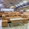 Sofa băng bọc da kèm 2 đôn mới 99%