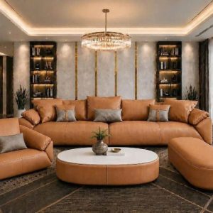 Bộ sofa phòng khách bọc da