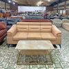 thanh lý sofa băng 2m bọc da màu kem