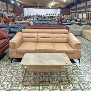 thanh lý sofa băng 2m bọc da màu kem