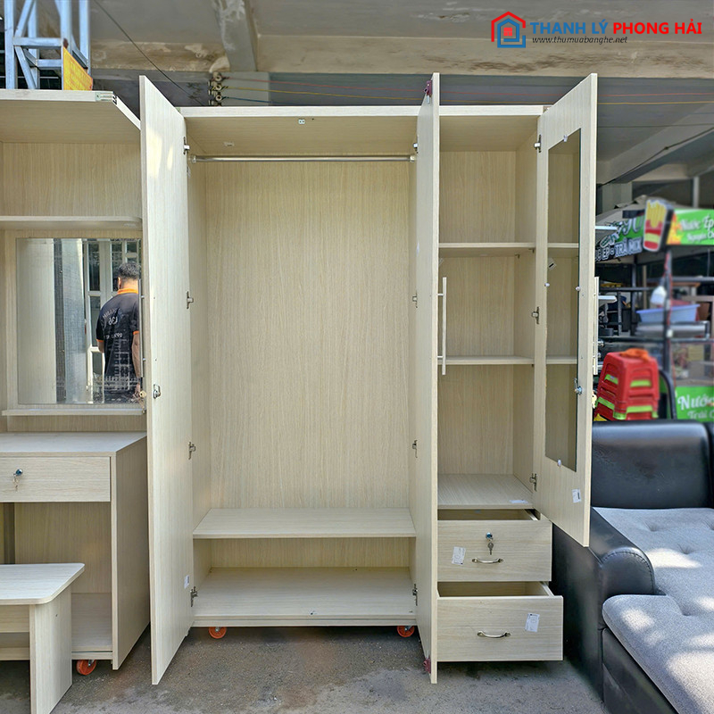 Tủ Quần Áo Gỗ 1M4x2M MDF Lõi Xanh Mới 99% tu-go-3-canh-2 Tủ Quần Áo Gỗ 1M4x2M MDF Lõi Xanh Mới 99%