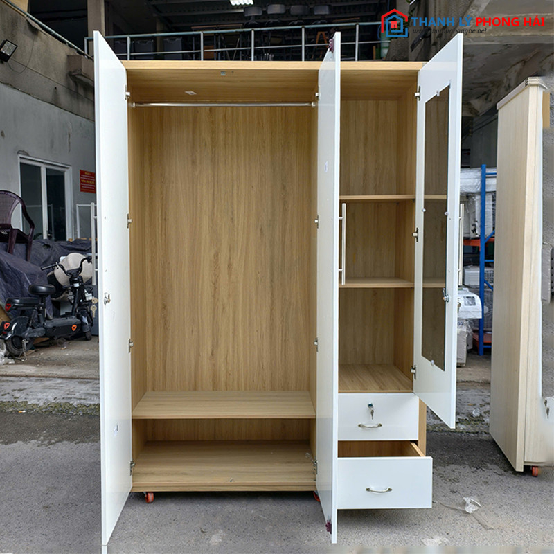 Tủ Quần Áo Gỗ 1M4x2M MDF Lõi Xanh Mới 99% tu-go-3-canh-4 Tủ Quần Áo Gỗ 1M4x2M MDF Lõi Xanh Mới 99%