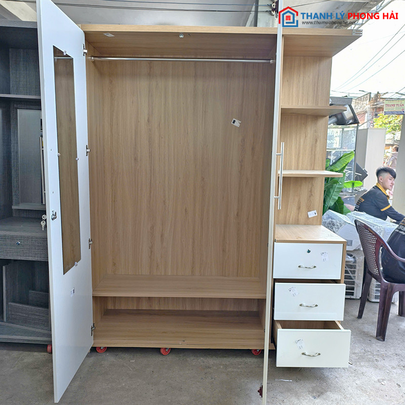 Thanh Lý Tủ Quần Áo Kèm Kệ 1m6x2m Mới 99% (2 Màu) tu-quan-ao-kem-ke-3 Thanh Lý Tủ Quần Áo Kèm Kệ 1m6x2m Mới 99% (2 Màu)