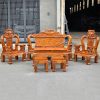 salon gỗ lưng liền chạm phúc lộc thọ