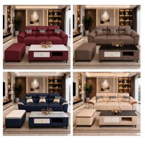 Bộ sofa góc L bọc da