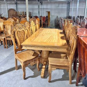 Bộ bàn ăn vuông 8 ghế gỗ