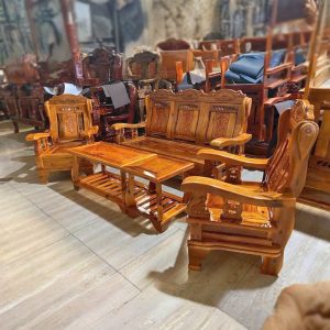Thanh Lý Bộ Salon Gỗ Chạm Hoa Văn Mới 99% 2 Thanh Lý Bộ Salon Gỗ Chạm Hoa Văn Mới 99% 2