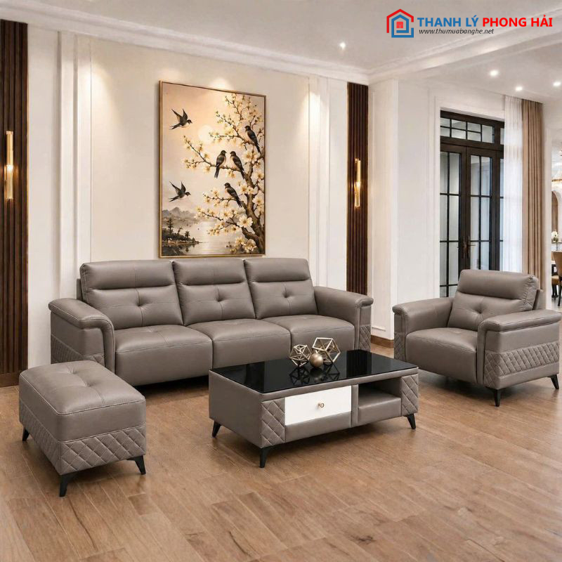 Thanh Lý Bộ Sofa Da Kèm Ghế Đơn Và Đôn Ngồi Mới 99 bo-sofa-da-1 Thanh Lý Bộ Sofa Da Kèm Ghế Đơn Và Đôn Ngồi Mới 99