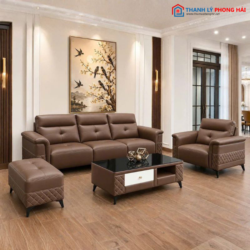 Thanh Lý Bộ Sofa Da Kèm Ghế Đơn Và Đôn Ngồi Mới 99 bo-sofa-da-3 Thanh Lý Bộ Sofa Da Kèm Ghế Đơn Và Đôn Ngồi Mới 99