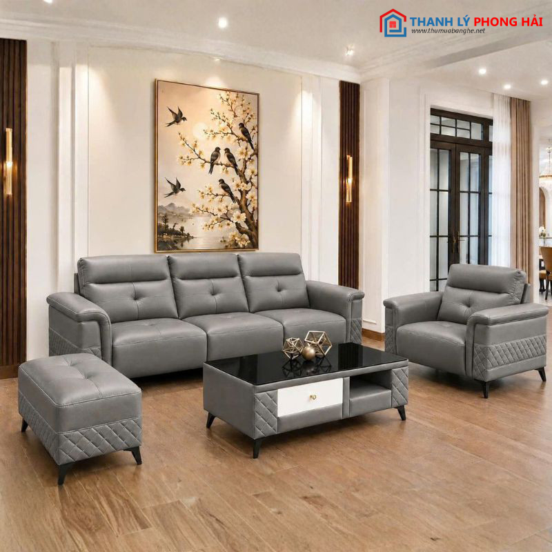 Thanh Lý Bộ Sofa Da Kèm Ghế Đơn Và Đôn Ngồi Mới 99 bo-sofa-da-5 Thanh Lý Bộ Sofa Da Kèm Ghế Đơn Và Đôn Ngồi Mới 99