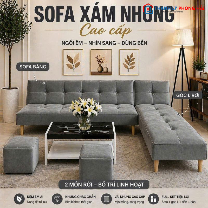 Thanh Lý Bộ Sofa Góc L Kèm Đôn Mới 99% bo-sofa-goc-L-kem-don-9 Thanh Lý Bộ Sofa Góc L Kèm Đôn Mới 99%