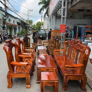 Bộ salon gỗ tay 12 chạm rồng