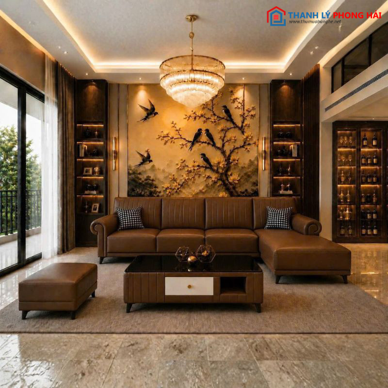 Thanh Lý Sofa Góc L Bọc Da Lưng Múi Sọc Mới 99% sofa-goc-l-da-1 Thanh Lý Sofa Góc L Bọc Da Lưng Múi Sọc Mới 99%