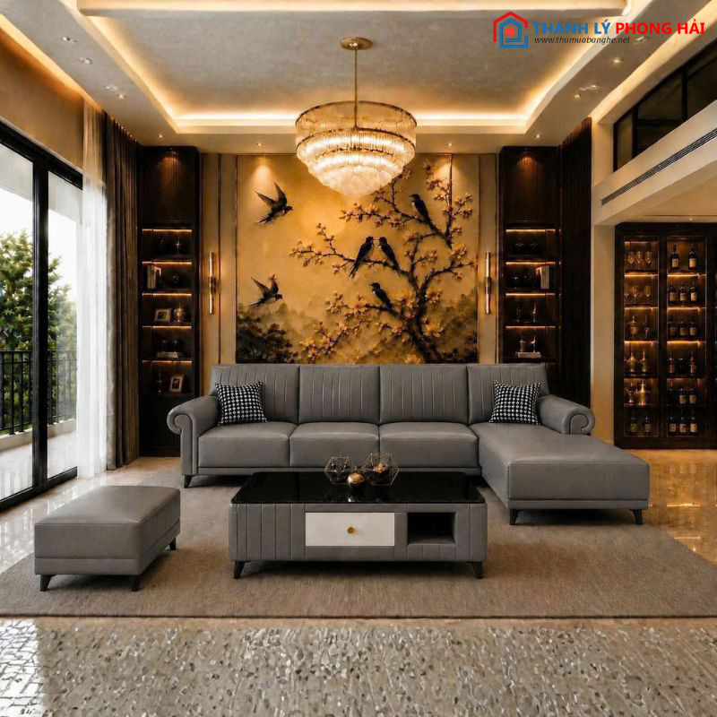 Thanh Lý Sofa Góc L Bọc Da Lưng Múi Sọc Mới 99% sofa-goc-l-da-4 Thanh Lý Sofa Góc L Bọc Da Lưng Múi Sọc Mới 99%