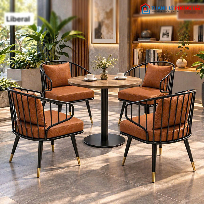 bo-ban-ghe-cafe-banh-7 Thanh Lý Bộ Bàn Ghế Cafe Liberal Mới 99% (Nhiều Màu)  