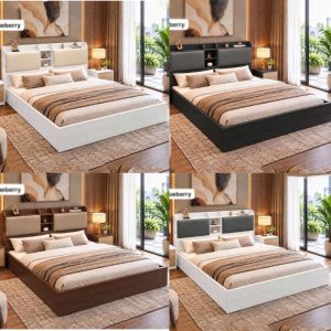 Thanh lý giường ngủ bọc nệm có kệ