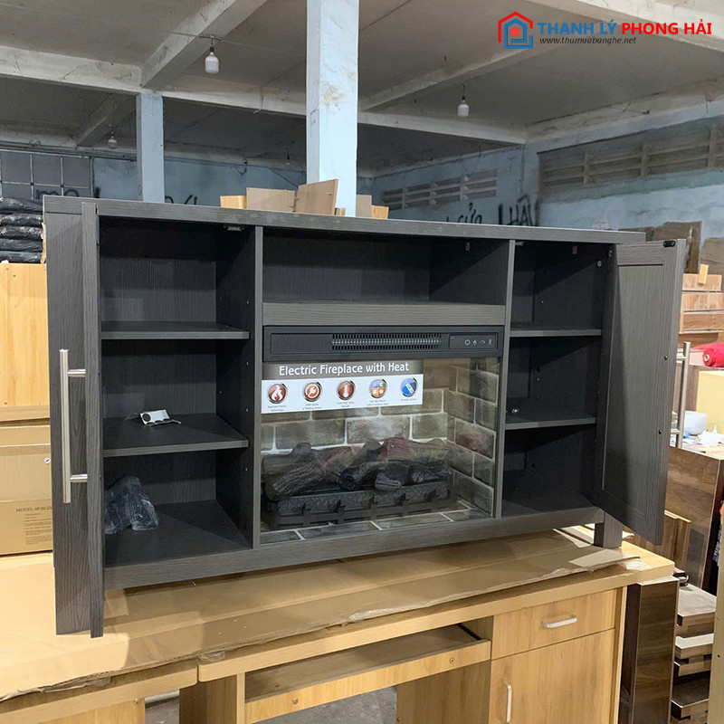 Thanh Lý Kệ Tivi Gỗ Có Lò Sưởi Điện Mới 99% ke-tivi-co-lo-suoi-1 Thanh Lý Kệ Tivi Gỗ Có Lò Sưởi Điện Mới 99%