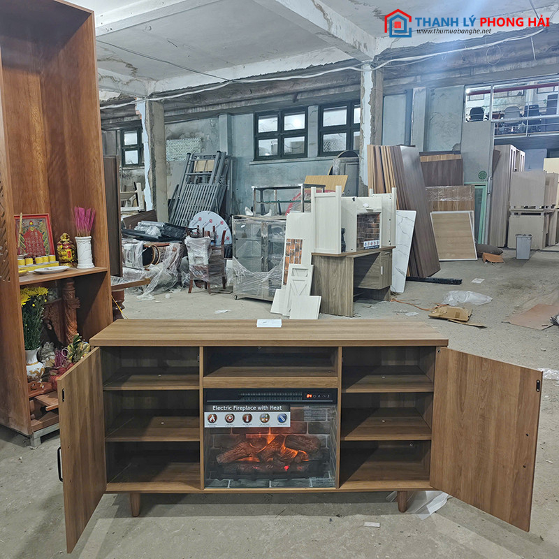 Thanh Lý Kệ Tivi Gỗ Có Lò Sưởi Điện Mới 99% ke-tivi-co-lo-suoi-2 Thanh Lý Kệ Tivi Gỗ Có Lò Sưởi Điện Mới 99%