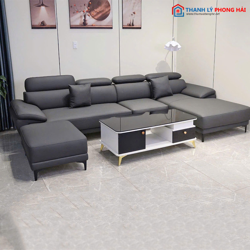 sofa da goc L dau bac (1) Thanh Lý Bộ Sofa Da Đầu Bậc Mới 99% (Nhiều Màu) 3