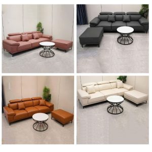 Thanh Lý Sofa Da Góc L Có Đôn Rời Mới 99%