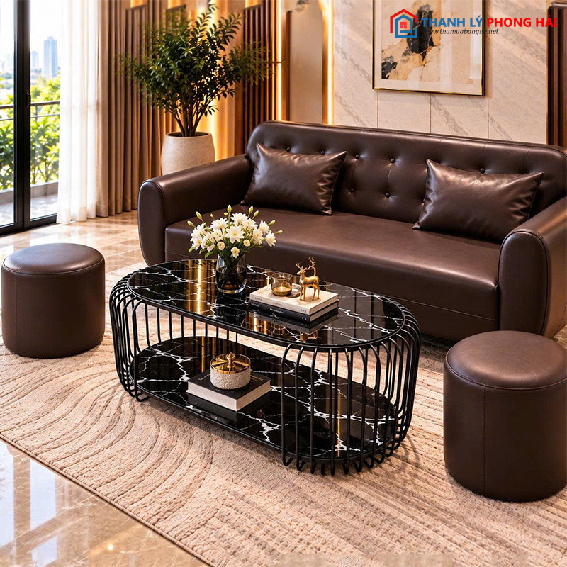 Thanh Lý Sofa Thuyền Bọc Da Nâu Mới 99% sofa-thuyen-da-5 Thanh Lý Sofa Thuyền Bọc Da Nâu Mới 99%