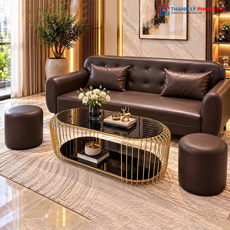 Thanh Lý Sofa Thuyền Bọc Da Nâu Mới 99% sofa-thuyen-da-6 Thanh Lý Sofa Thuyền Bọc Da Nâu Mới 99%